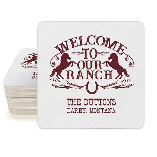 Welcome To Our Ranch Square Coasters